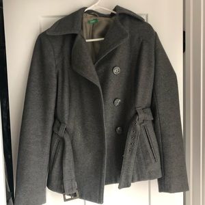 Benetton short gray wool coat - size M